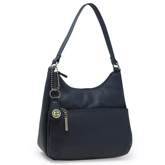 GIANI BERNINI Nappa Classic leather women's hobo shoulder bag - Navy Blue - Picture 1 of 10